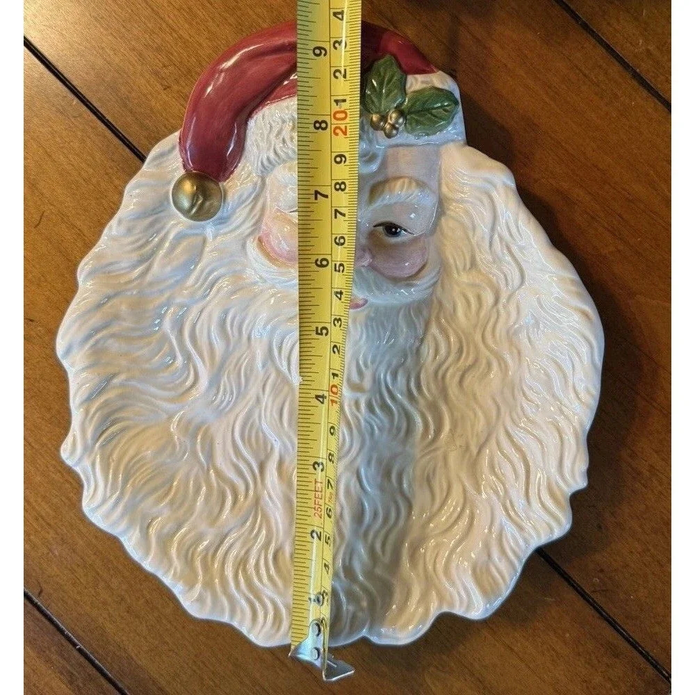 Fitz and Floyd OCI Santa St Nicholas Face Beard Cookie Plate Oct 1993 HAND PAINT